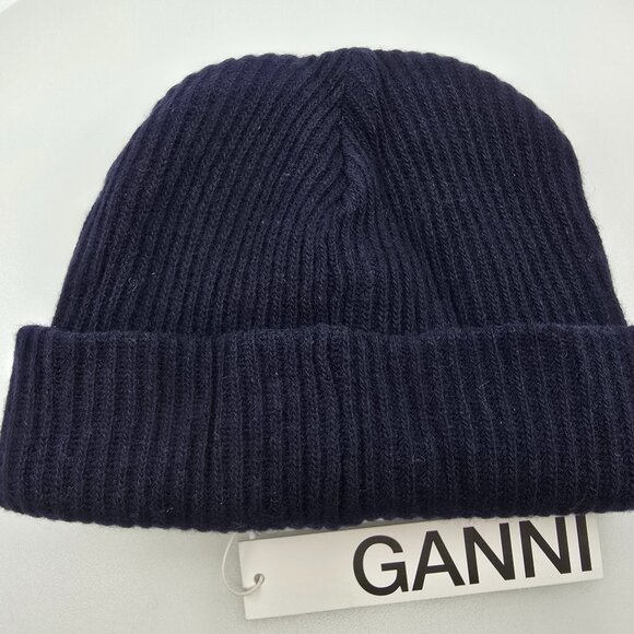 GANNI RECYCLED WOOL BEANIE SKY CAPTAIN - Picture 4 of 5